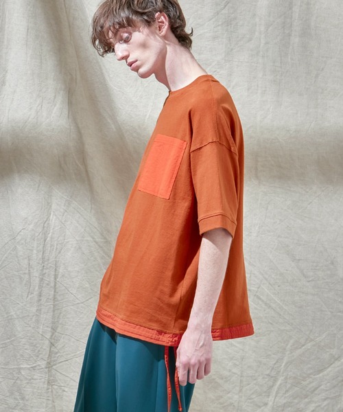 EMMA CLOTHES(エマクローズ)の「ヘビーウェイト10/-天竺 オーバーサイズ ナイロンポケット×スソデザイン SSカットソー(Tシャツ/カットソー・メンズ・ホワイト/ブラック/オレンジ・L/M)」の21枚目の写真