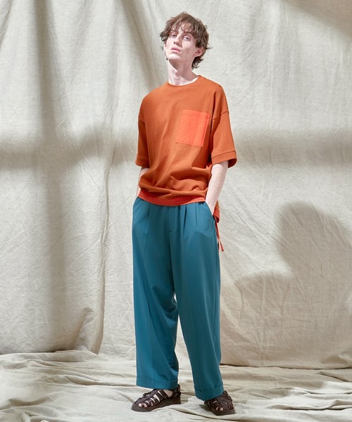EMMA CLOTHES(エマクローズ)の「ヘビーウェイト10/-天竺 オーバーサイズ ナイロンポケット×スソデザイン SSカットソー(Tシャツ/カットソー・メンズ・ホワイト/ブラック/オレンジ・L/M)」の22枚目の写真