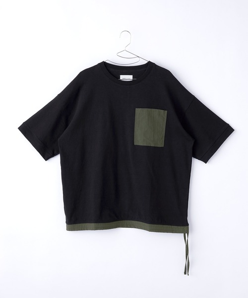 EMMA CLOTHES(エマクローズ)の「ヘビーウェイト10/-天竺 オーバーサイズ ナイロンポケット×スソデザイン SSカットソー(Tシャツ/カットソー・メンズ・ホワイト/ブラック/オレンジ・L/M)」の5枚目の写真