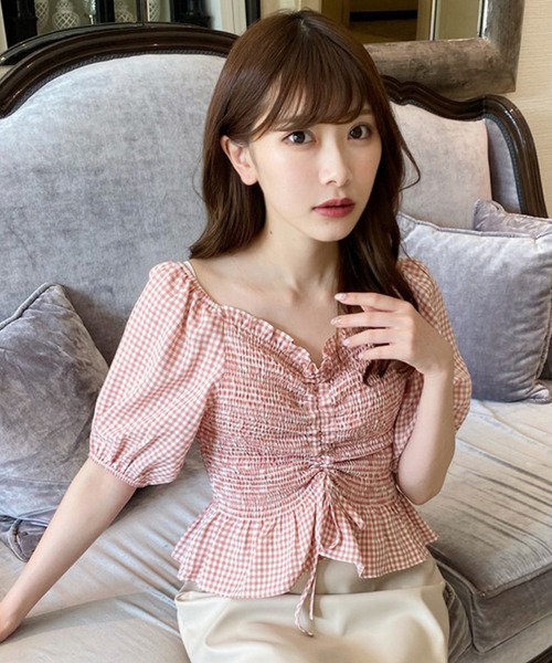 MIIA（ミーア）の「推し色ブラウス（シャツ/ブラウス・レディース・パープル/イエロー/ブルー/レッド/ピンク・FREE）」の4枚目の写真