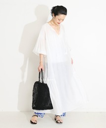 LY/N袖シャーリングワンピース