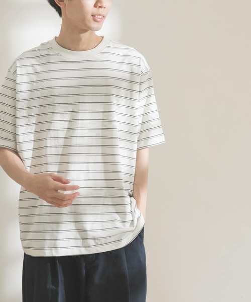 FORK&SPOON(フォークアンドスプーン)の「FORK&SPOON ボーダーショートスリーブTシャツ(Tシャツ/カットソー・メンズ・ブラウン/オフホワイト・MEDIUM/LARGE)」の1枚目の写真