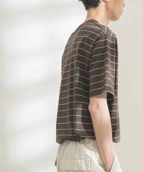 FORK&SPOON(フォークアンドスプーン)の「FORK&SPOON ボーダーショートスリーブTシャツ(Tシャツ/カットソー・メンズ・ブラウン/オフホワイト・MEDIUM/LARGE)」の3枚目の写真