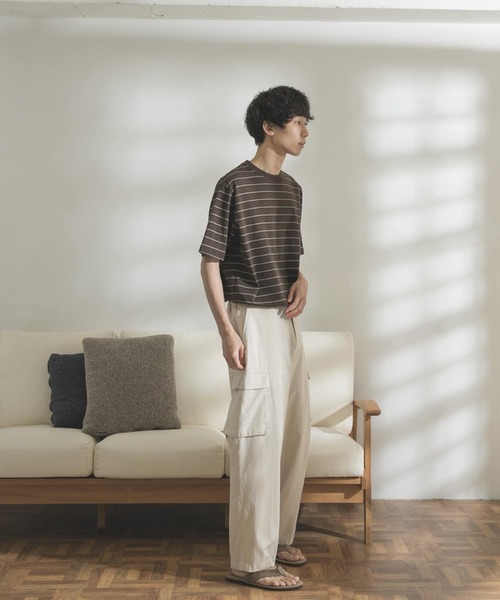 FORK&SPOON(フォークアンドスプーン)の「FORK&SPOON ボーダーショートスリーブTシャツ(Tシャツ/カットソー・メンズ・ブラウン/オフホワイト・MEDIUM/LARGE)」の7枚目の写真