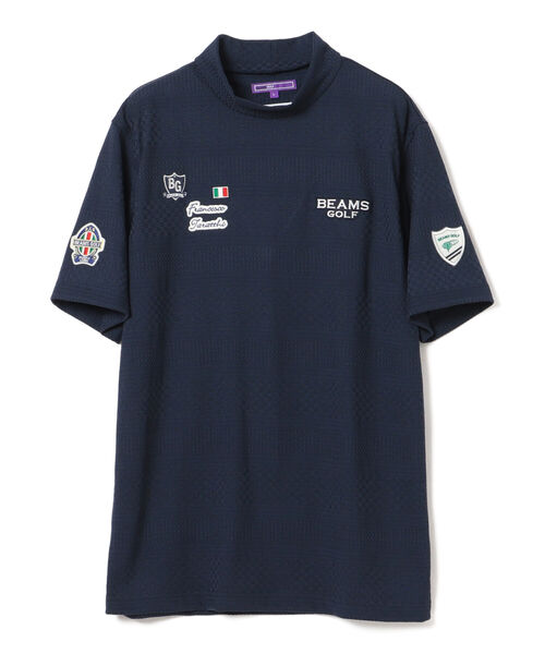 ショップ激安 Purple Men Beams ジャカード Golf リンクス ボーダー ジャカード リンクス モックタートルネック Label シャツ 特別sale