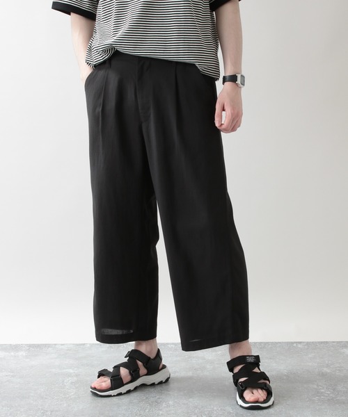 RAGEBLUE（レイジブルー）の「＜セットアップ着用可能＞シャリテック/リネンタッチワイドクロップドパンツ/950026（スラックス・メンズ・ブラック/ベージュ/パープル・MEDIUM/LARGE）」の2枚目の写真
