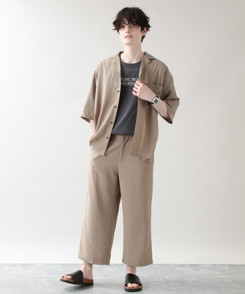 RAGEBLUE（レイジブルー）の「＜セットアップ着用可能＞シャリテック/リネンタッチワイドクロップドパンツ/950026（スラックス・メンズ・ブラック/ベージュ/パープル・MEDIUM/LARGE）」の7枚目の写真