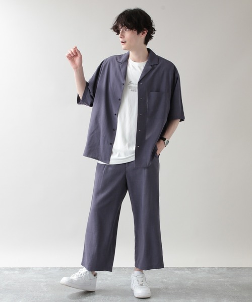 RAGEBLUE（レイジブルー）の「＜セットアップ着用可能＞シャリテック/リネンタッチワイドクロップドパンツ/950026（スラックス・メンズ・ブラック/ベージュ/パープル・MEDIUM/LARGE）」の9枚目の写真