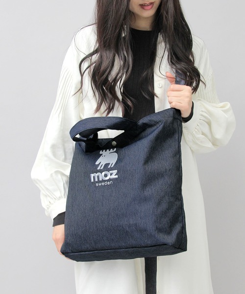 moz（モズ）の「2WAY キャンバス ショルダートート（トートバッグ・レディース・ホワイト/ブラック/グレー/インディゴブルー/ホワイト系その他/ホワイト系その他2/ネイビー/ブラウン/グレー系その他/ブルー/グリーン/ストライプ・FREE）」の10枚目の写真