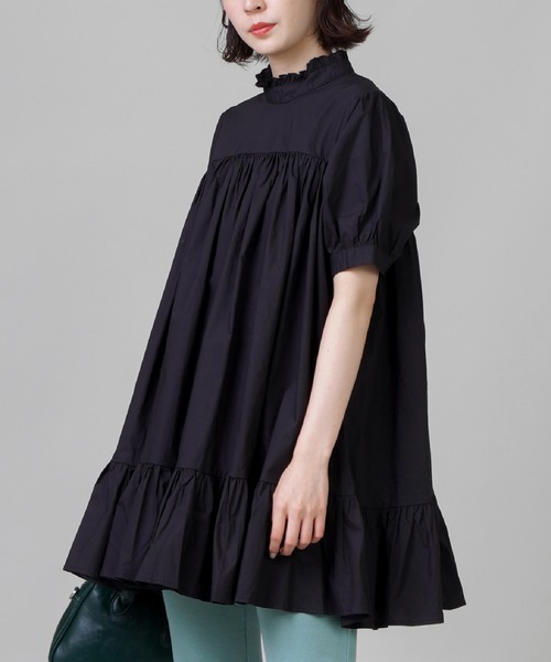 SPINNS（スピンズ）の「ミドルネックティアードフリルワンピース（ワンピース・レディース・ホワイト/ブラック・ONESIZE）」の18枚目の写真