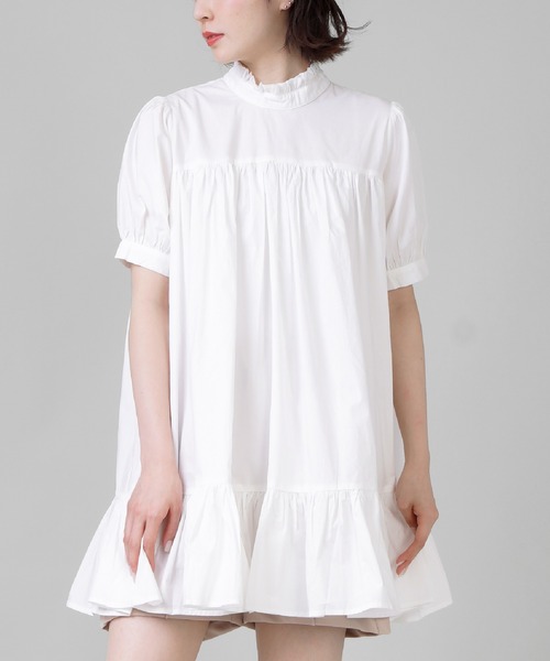 SPINNS（スピンズ）の「ミドルネックティアードフリルワンピース（ワンピース・レディース・ホワイト/ブラック・ONESIZE）」の16枚目の写真