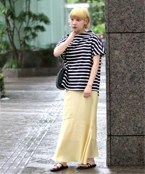 JOINT WORKS（ジョイントワークス）の「J-ボトルネックボーダーTシャツ（Tシャツ/カットソー・レディース・ホワイト/ブラック/キャメル・FREE）」の6枚目の写真