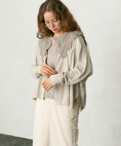 PUAL CE CIN（ピュアルセシン）の「麻天竺カーディガン（カーディガン/ボレロ・レディース・ブラック/ベージュ/モカ/レッド系その他・FREE）」の3枚目の写真