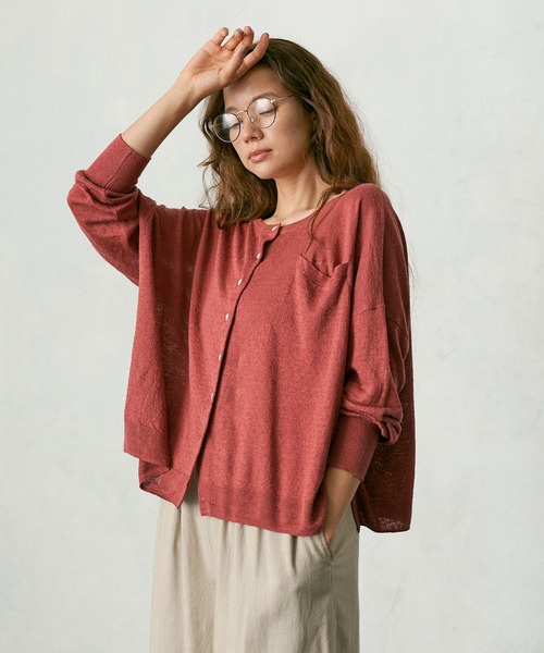 PUAL CE CIN（ピュアルセシン）の「麻天竺カーディガン（カーディガン/ボレロ・レディース・ブラック/ベージュ/モカ/レッド系その他・FREE）」の4枚目の写真