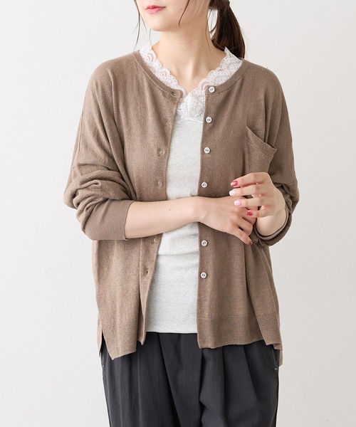 PUAL CE CIN（ピュアルセシン）の「麻天竺カーディガン（カーディガン/ボレロ・レディース・ブラック/ベージュ/モカ/レッド系その他・FREE）」の2枚目の写真