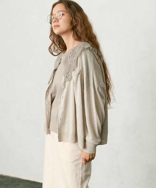 PUAL CE CIN（ピュアルセシン）の「麻天竺カーディガン（カーディガン/ボレロ・レディース・ブラック/ベージュ/モカ/レッド系その他・FREE）」の7枚目の写真