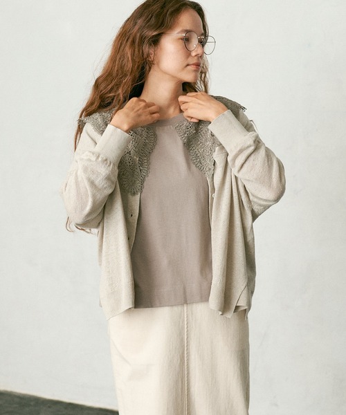 PUAL CE CIN（ピュアルセシン）の「麻天竺カーディガン（カーディガン/ボレロ・レディース・ブラック/ベージュ/モカ/レッド系その他・FREE）」の5枚目の写真