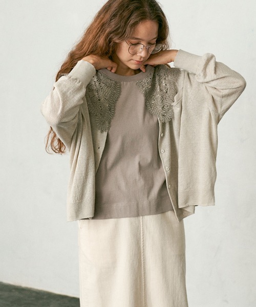 PUAL CE CIN（ピュアルセシン）の「麻天竺カーディガン（カーディガン/ボレロ・レディース・ブラック/ベージュ/モカ/レッド系その他・FREE）」の6枚目の写真