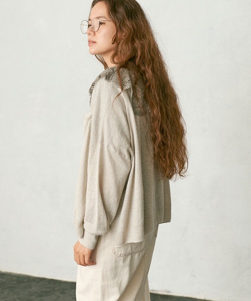 PUAL CE CIN（ピュアルセシン）の「麻天竺カーディガン（カーディガン/ボレロ・レディース・ブラック/ベージュ/モカ/レッド系その他・FREE）」の8枚目の写真