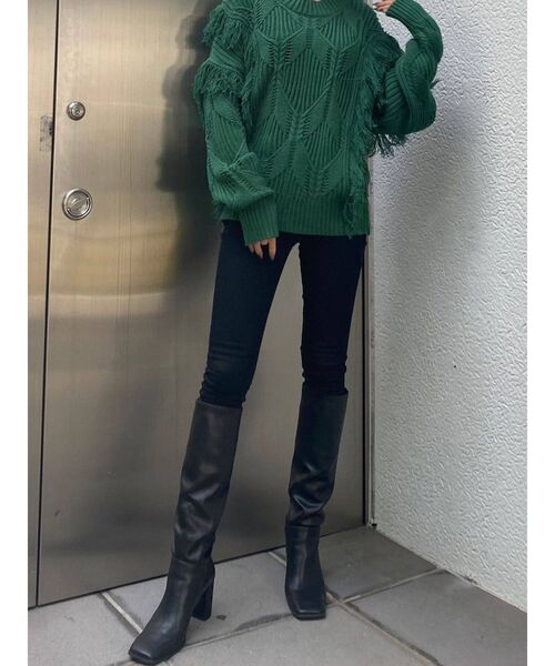 EMODA(エモダ)の「スクエアポイントミドルブーツ(ブーツ・レディース・ブラック/その他・SMALL/MEDIUM/LARGE)」の5枚目の写真