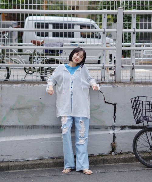 Kastane（カスタネ）の「ハイウエストダメージデニムパンツ