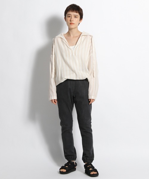 niko and...（ニコアンド）の「麻混ワッシャ襟プルオーバーブラウス（シャツ/ブラウス・レディース・ホワイト/ベージュ/ブルー・MEDIUM/LARGE）」の5枚目の写真