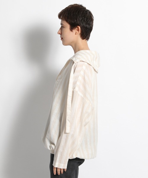 niko and...（ニコアンド）の「麻混ワッシャ襟プルオーバーブラウス（シャツ/ブラウス・レディース・ホワイト/ベージュ/ブルー・MEDIUM/LARGE）」の8枚目の写真