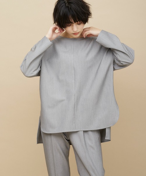 CLEARIMPRESSION (クリアインプレッション)の「TR起毛ボートネックチュニックブラウス【セットアップ対応】(シャツ/ブラウス・レディース・グレー/スミクロ・フリー)」の18枚目の写真