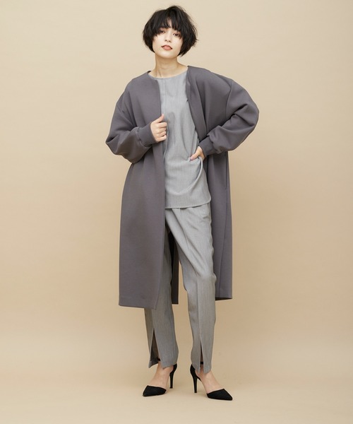 CLEARIMPRESSION (クリアインプレッション)の「TR起毛ボートネックチュニックブラウス【セットアップ対応】(シャツ/ブラウス・レディース・グレー/スミクロ・フリー)」の22枚目の写真