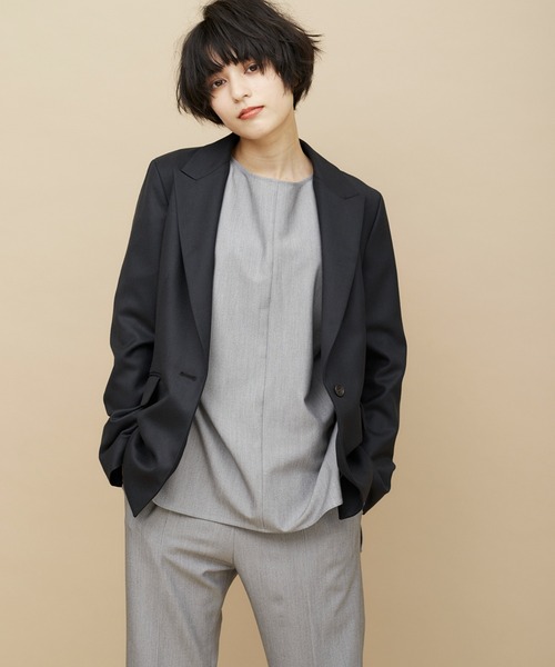 CLEARIMPRESSION (クリアインプレッション)の「TR起毛ボートネックチュニックブラウス【セットアップ対応】(シャツ/ブラウス・レディース・グレー/スミクロ・フリー)」の14枚目の写真