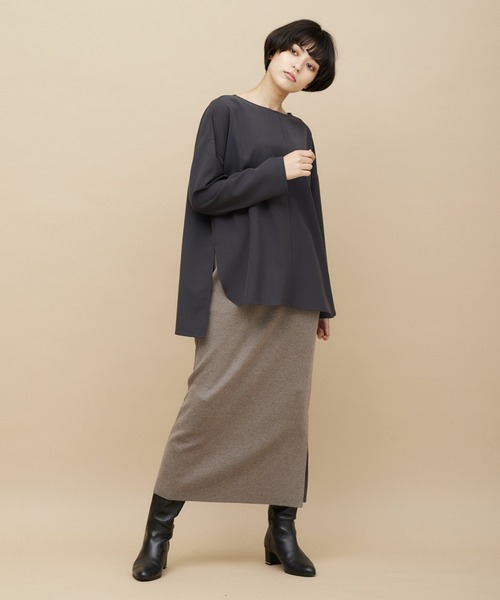 CLEARIMPRESSION (クリアインプレッション)の「TR起毛ボートネックチュニックブラウス【セットアップ対応】(シャツ/ブラウス・レディース・グレー/スミクロ・フリー)」の16枚目の写真