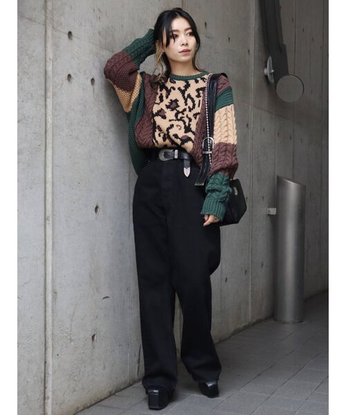 EVRIS（エヴリス）の「バイカラーケーブルニット（ニット/セーター・レディース・ブラック/ブルー/グリーン・FREE）」の22枚目の写真