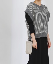 【TV媒体紹介商品】バイカラージャガードニットベスト