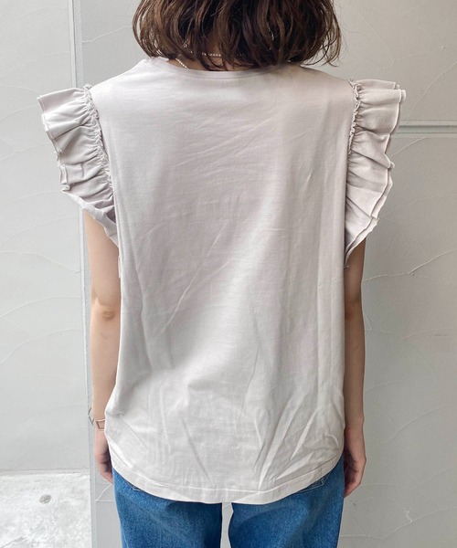 CAPRICIEUX LE'MAGE（カプリシューレマージュ）の「フリルTシャツ（Tシャツ/カットソー・レディース・ホワイト/チャコールグレー/グレイッシュベージュ・FREE）」の8枚目の写真