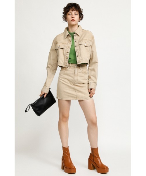 SLY（スライ）の「LUCAS CROP JK-E デニムジャケット（デニムジャケット・レディース・ベージュ・2/1）」の2枚目の写真