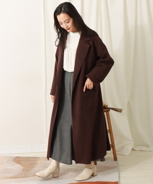 libelle more(リベル モア)の「ダブルフェイスガウンコート(チェスターコート・レディース・ブラック/アイボリー/ブラウン/モカ・M/L)」の10枚目の写真