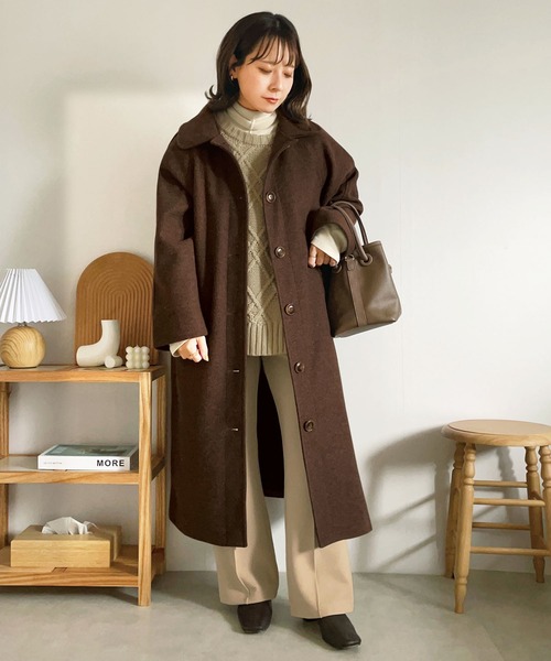 GeeRA（ジーラ）の「《インスタグラマーyumi.さんコラボ》ステンカラーロングコート（その他アウター・レディース・ブラウン・X-LARGE/LARGE/MEDIUM）」の9枚目の写真