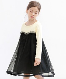 チュール切替えワンピ