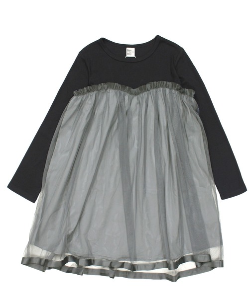 Bee des Bee（ビーデスビー）の「チュール切替えワンピ（ワンピース・キッズ・ブラック/アイボリー・140cm/120cm/110cm/130cm/100cm/150cm）」の3枚目の写真