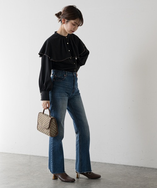 natural couture（ナチュラルクチュール）の「【WEB限定カラー有り】ひらりケープブラウス（シャツ/ブラウス・レディース・ブラック/ピンク/アイボリー/モカ/その他1/その他2・FREE）」の7枚目の写真
