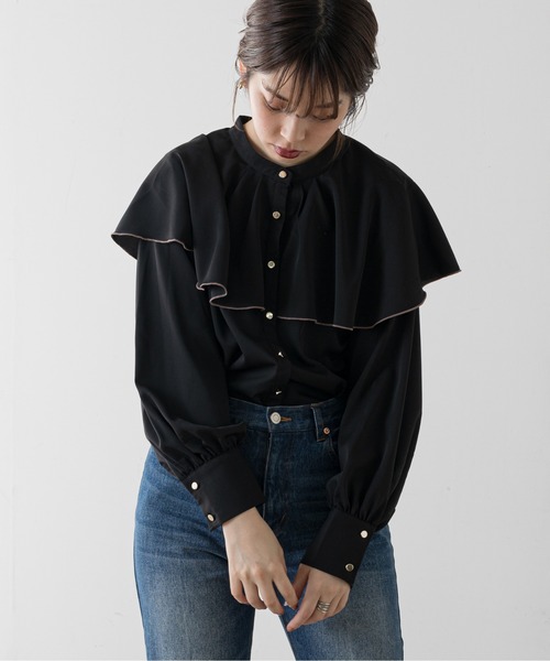 natural couture（ナチュラルクチュール）の「【WEB限定カラー有り】ひらりケープブラウス（シャツ/ブラウス・レディース・ブラック/ピンク/アイボリー/モカ/その他1/その他2・FREE）」の13枚目の写真