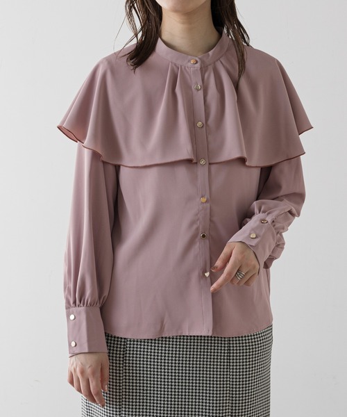 natural couture（ナチュラルクチュール）の「【WEB限定カラー有り】ひらりケープブラウス（シャツ/ブラウス・レディース・ブラック/ピンク/アイボリー/モカ/その他1/その他2・FREE）」の9枚目の写真