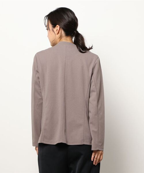 Settimissimo（セッティミッシモ）の「カットジョーゼットノーカラージャケット（ノーカラーコート・レディース・ブラック/モカ・M）」の4枚目の写真
