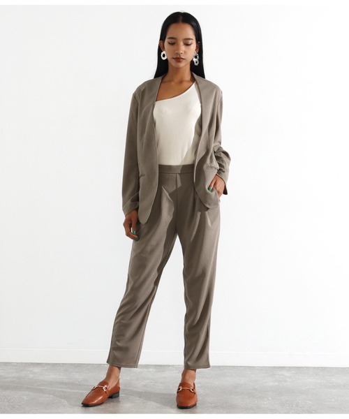 Settimissimo（セッティミッシモ）の「カットジョーゼットノーカラージャケット（ノーカラーコート・レディース・ブラック/モカ・M）」の9枚目の写真