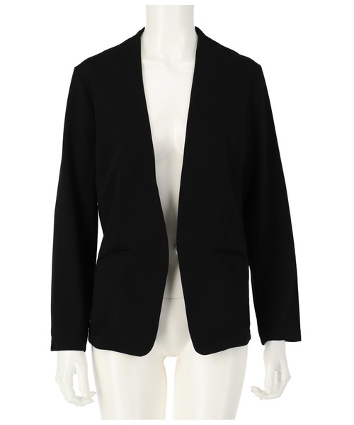 Settimissimo（セッティミッシモ）の「カットジョーゼットノーカラージャケット（ノーカラーコート・レディース・ブラック/モカ・M）」の10枚目の写真