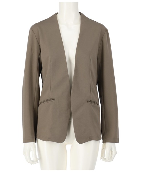 Settimissimo（セッティミッシモ）の「カットジョーゼットノーカラージャケット（ノーカラーコート・レディース・ブラック/モカ・M）」の11枚目の写真