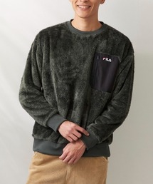【FILA / フィラ】シャギーフリース /ユニセックス ノーカラー ブルゾン 保温 UVカット ナイロンポケット