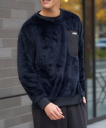 【FILA / フィラ】シャギーフリース /ユニセックス ノーカラー ブルゾン 保温 UVカット ナイロンポケット