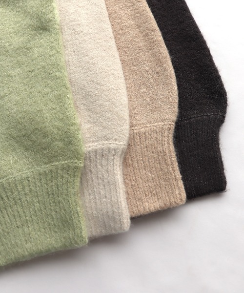 andme（アンドミー）の「天竺編み長袖オーバーサイズVネックニットトップス（ニット/セーター・レディース・チャコールグレー/ベージュ/グリーン/オートミール・M）」の20枚目の写真