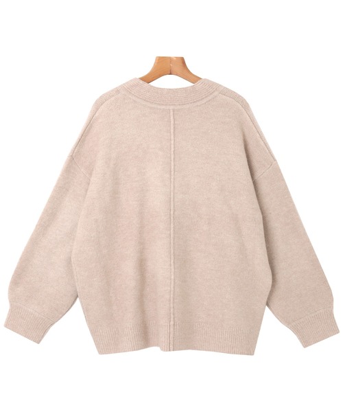 andme（アンドミー）の「天竺編み長袖オーバーサイズVネックニットトップス（ニット/セーター・レディース・チャコールグレー/ベージュ/グリーン/オートミール・M）」の8枚目の写真